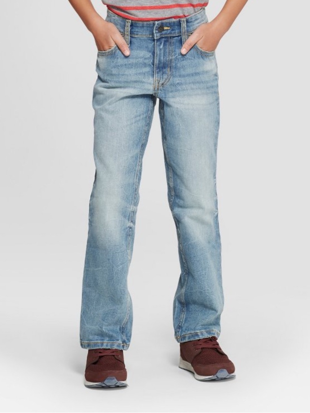 Light Blue Boys’ Straight-Leg Jeans with Stretch
